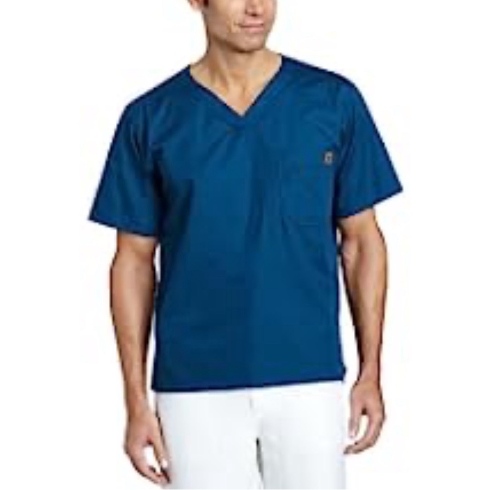 Carhartt men’s blue V neck tipstop utility scrub shirt L L99-18